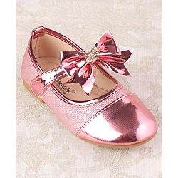 Cute Walk by Babyhug Ballerina with Velcro Closure and Bow Applique - Silver