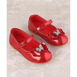 Cute Walk by Babyhug Ballerina with Velcro Closure & Bow Applique - Red