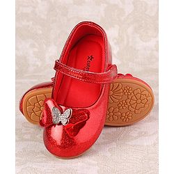 Cute Walk by Babyhug Ballerina with Velcro Closure & Bow Applique - Red
