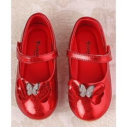 Cute Walk by Babyhug Ballerina with Velcro Closure & Bow Applique - Red