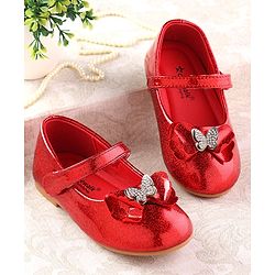 Cute Walk by Babyhug Ballerina with Velcro Closure & Bow Applique - Red
