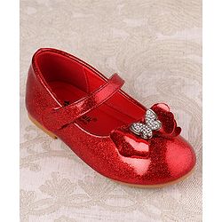 Cute Walk by Babyhug Ballerina with Velcro Closure & Bow Applique - Red