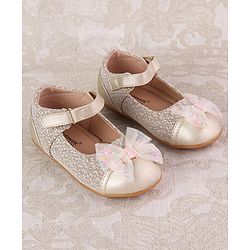 Cute Walk by Babyhug Ballerinas with Strap Closure & Bow Applique - Gold