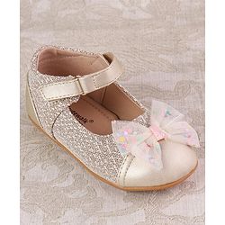 Cute Walk by Babyhug Ballerinas with Strap Closure & Bow Applique - Gold