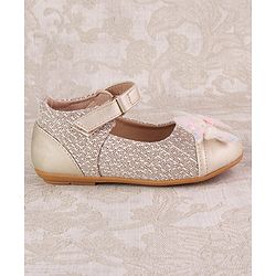 Cute Walk by Babyhug Ballerinas with Strap Closure & Bow Applique - Gold
