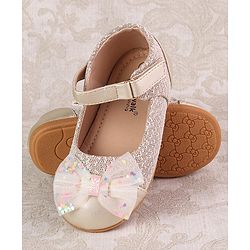 Cute Walk by Babyhug Ballerinas with Strap Closure & Bow Applique - Gold