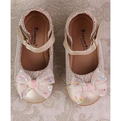 Cute Walk by Babyhug Ballerinas with Strap Closure & Bow Applique - Gold