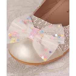 Cute Walk by Babyhug Ballerinas with Strap Closure & Bow Applique - Gold