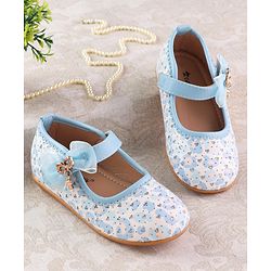 Cute Walk by Babyhug Velcro Closure Ballerina With Bow Applique - Blue