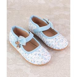 Cute Walk by Babyhug Velcro Closure Ballerina With Bow Applique - Blue