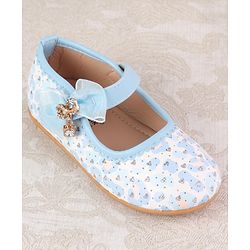Cute Walk by Babyhug Velcro Closure Ballerina With Bow Applique - Blue