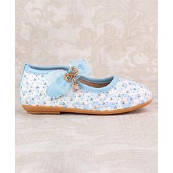Cute Walk by Babyhug Velcro Closure Ballerina With Bow Applique - Blue