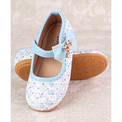Cute Walk by Babyhug Velcro Closure Ballerina With Bow Applique - Blue