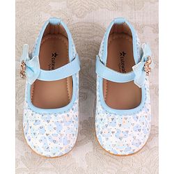 Cute Walk by Babyhug Velcro Closure Ballerina With Bow Applique - Blue