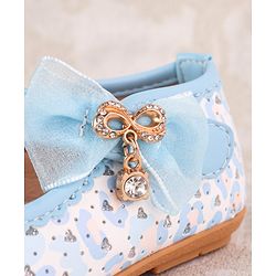 Cute Walk by Babyhug Velcro Closure Ballerina With Bow Applique - Blue