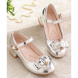 Cute Walk by Babyhug Ballerinas with Buckle Closure & Bow Applique -  Silver