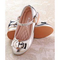 Cute Walk by Babyhug Ballerinas with Buckle Closure & Bow Applique -  Silver