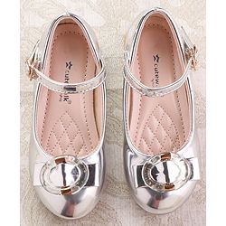 Cute Walk by Babyhug Ballerinas with Buckle Closure & Bow Applique -  Silver
