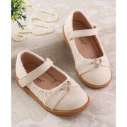 Cute Walk by Babyhug Velcro Closure Ballerina with Heart Applique - Beige