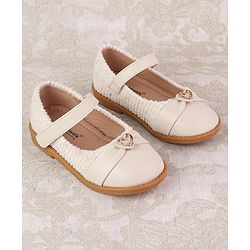 Cute Walk by Babyhug Velcro Closure Ballerina with Heart Applique - Beige