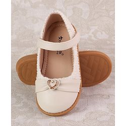 Cute Walk by Babyhug Velcro Closure Ballerina with Heart Applique - Beige