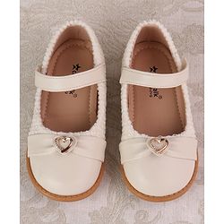 Cute Walk by Babyhug Velcro Closure Ballerina with Heart Applique - Beige