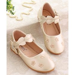 Cute Walk by Babyhug Ballerina with Velcro Closure & Floral Print - Golden