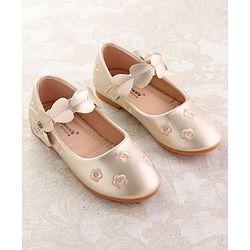 Cute Walk by Babyhug Ballerina with Velcro Closure & Floral Print - Golden
