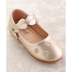 Cute Walk by Babyhug Ballerina with Velcro Closure & Floral Print - Golden