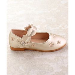 Cute Walk by Babyhug Ballerina with Velcro Closure & Floral Print - Golden