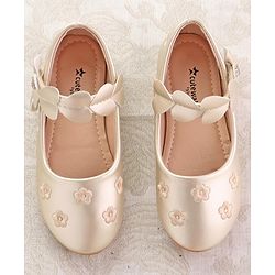 Cute Walk by Babyhug Ballerina with Velcro Closure & Floral Print - Golden