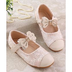 Cute Walk by Babyhug Ballerina with Velcro Closure & Bow Applique - Beige