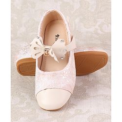 Cute Walk by Babyhug Ballerina with Velcro Closure & Bow Applique - Beige