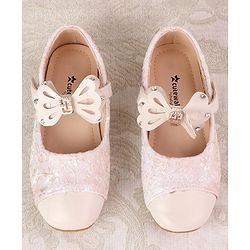 Cute Walk by Babyhug Ballerina with Velcro Closure & Bow Applique - Beige