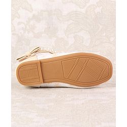 Cute Walk by Babyhug Ballerinas with Velcro Closure Floral Print & Pearl Detailing - Golden
