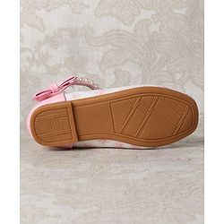 Cute Walk by Babyhug Ballerinas with Velcro Closure Floral Print & Pearl Detailing - Golden