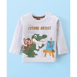 Babyhug Single Jersey Knit Full Sleeves T-Shirt & Lounge Pants Set With Animal Print - White & Green