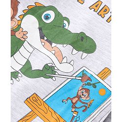 Babyhug Single Jersey Knit Full Sleeves T-Shirt & Lounge Pants Set With Animal Print - White & Green