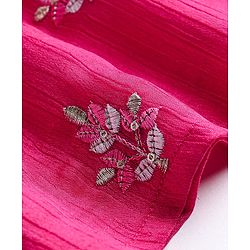 Babyhug Woven Three Fourth Sleeves  Floral Embroidered Kurti Gharara and Sequinned Dupatta- Pink