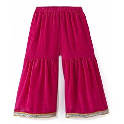 Babyhug Woven Three Fourth Sleeves  Floral Embroidered Kurti Gharara and Sequinned Dupatta- Pink