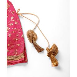 Babyhug Woven Three Fourth Sleeves Sequin Embroidered Bandh Gala Kurti Palazzo & Dupatta Set with Tassle Detailing - Fuschia