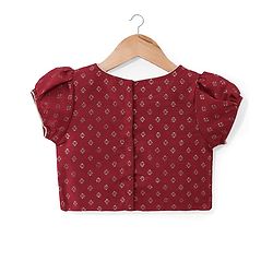 Babyhug Woven Short Sleeves Brocade Pattu Pavada Lehenga Choli & Dupatta Set - Beige & Maroon