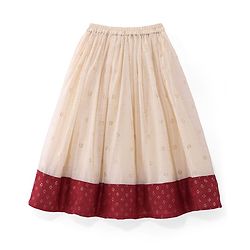 Babyhug Woven Short Sleeves Brocade Pattu Pavada Lehenga Choli & Dupatta Set - Beige & Maroon