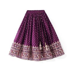Babyhug Woven  Sleeveless  Mirror & Sequin Embroidered Lehenga Choli Set with Dupatta - Purple
