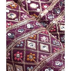 Babyhug Woven  Sleeveless  Mirror & Sequin Embroidered Lehenga Choli Set with Dupatta - Purple