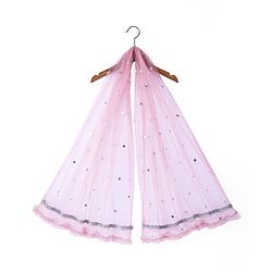 Babyhug Woven Sleeveless Embroidered Choli with Net Lehenga and Sequinned Detailing Dupatta Set - Pink
