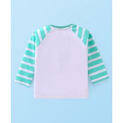 Babyhug Cotton Knit Raglan Sleeves T-Shirt & Lounge Pants Set With Alligator Print - White & Green