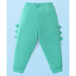 Babyhug Cotton Knit Raglan Sleeves T-Shirt & Lounge Pants Set With Alligator Print - White & Green