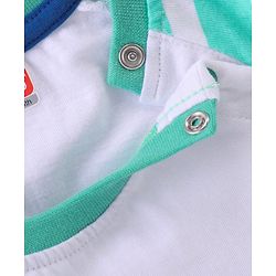 Babyhug Cotton Knit Raglan Sleeves T-Shirt & Lounge Pants Set With Alligator Print - White & Green