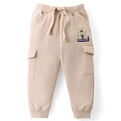 Babyhug Single Jersey Knit Full Sleeves T-Shirt & Lounge Pants Set With Mountain Print - White & Beige